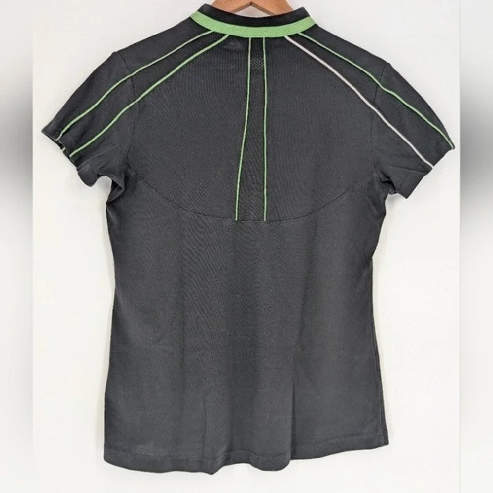Annika Cutter & Buck Womens Black Lime Green Mesh Back Golf‎ Polo Shirt Size M - Picture 5 of 7